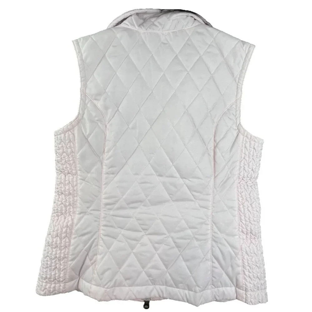 Vintage Nike Quilted Vest Womens Small Pink Faux Fur Collar Running Full Zip Y2K - Picture 2 of 14